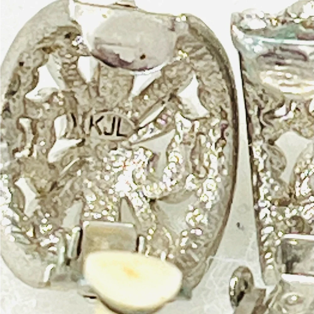 1990s KJL Kenneth J Lane CLIP silver & crystals earrings AS IS - Picture 5 of 8